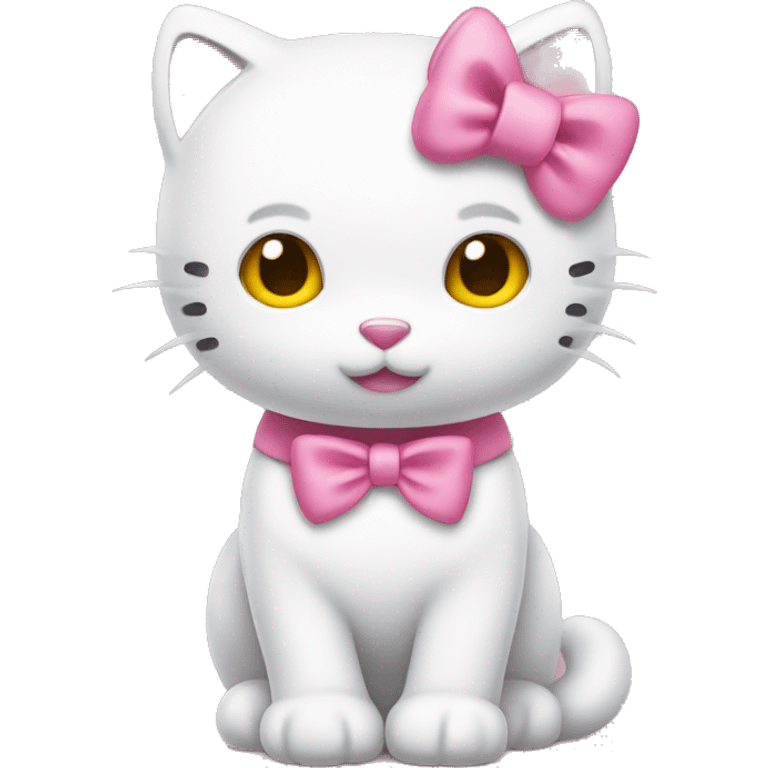 hello kitty, white kitty, pink bow, yellow nose, pink dress emoji