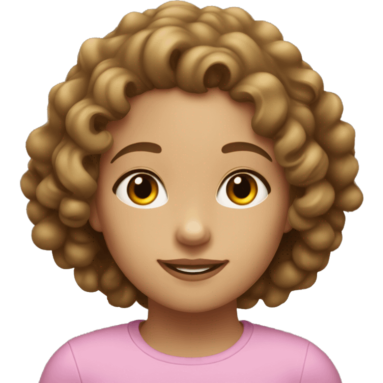 A girl with light skin and brown hair who gets curly from tube middle which is of medium length  emoji