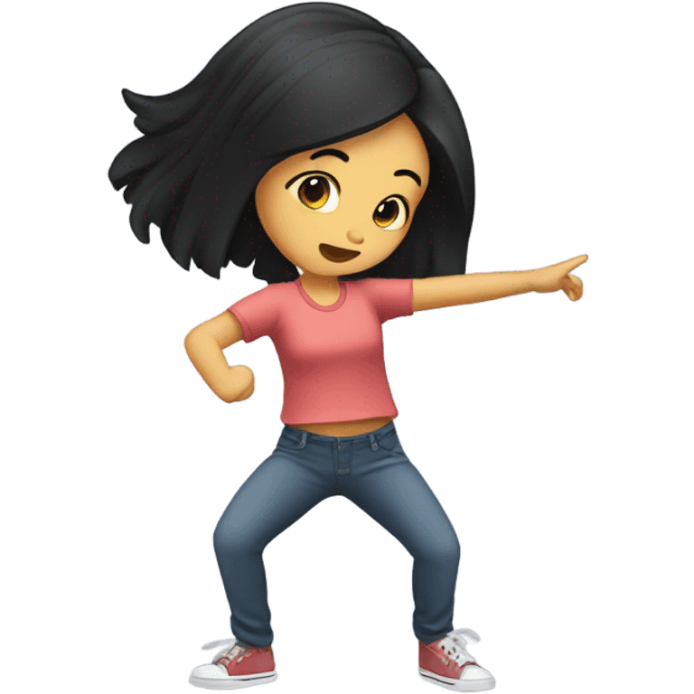 Dab girl with black hair emoji