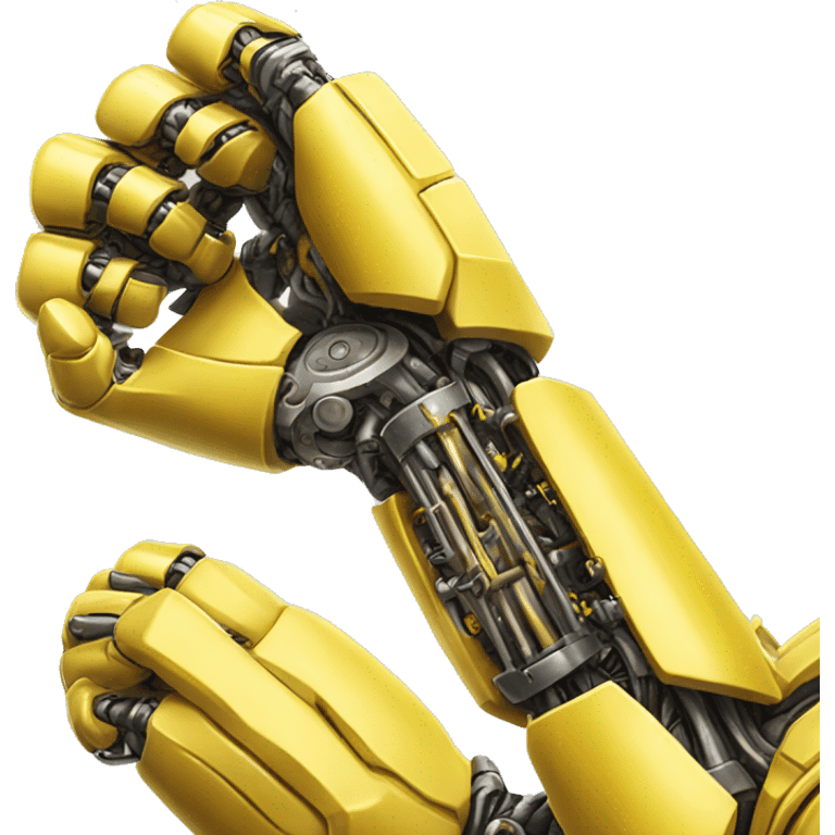 Flexing yellow mechanical cyborg bicep and arm emoji