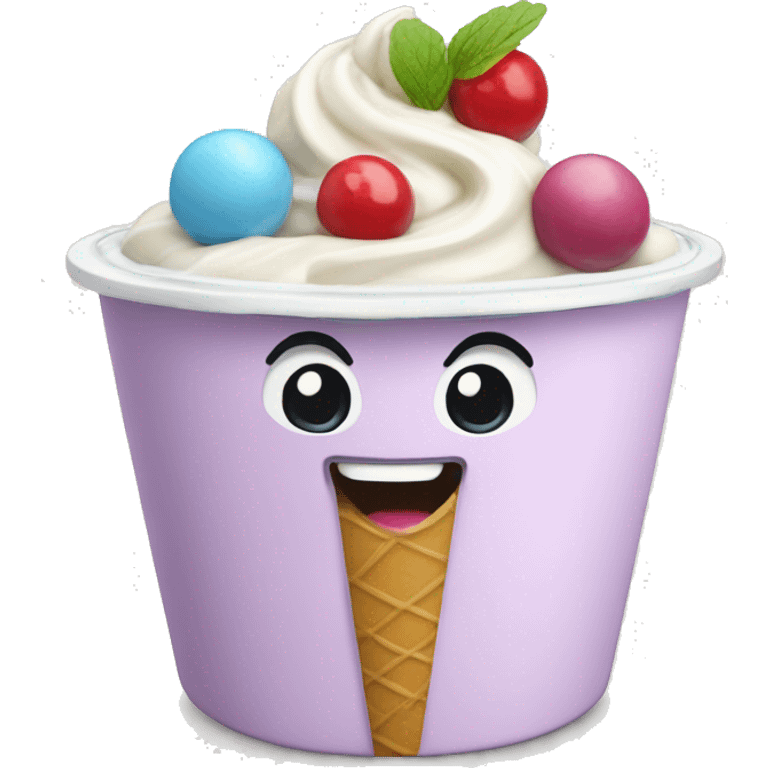 Frozen yogurt with candy emoji