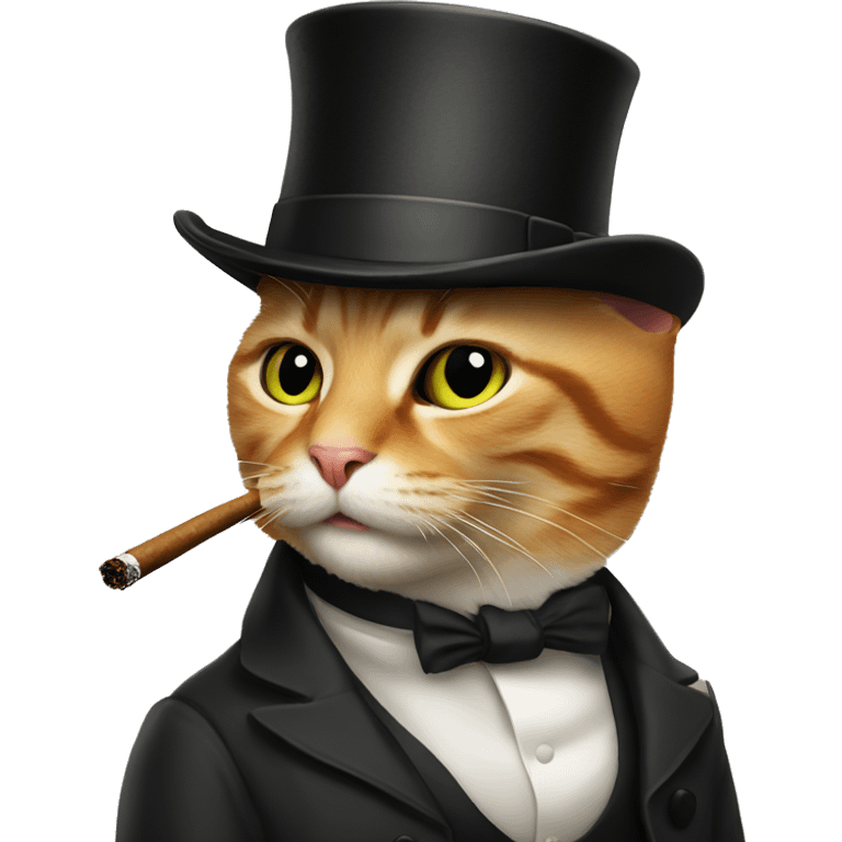 cat with a cigar and tophat emoji