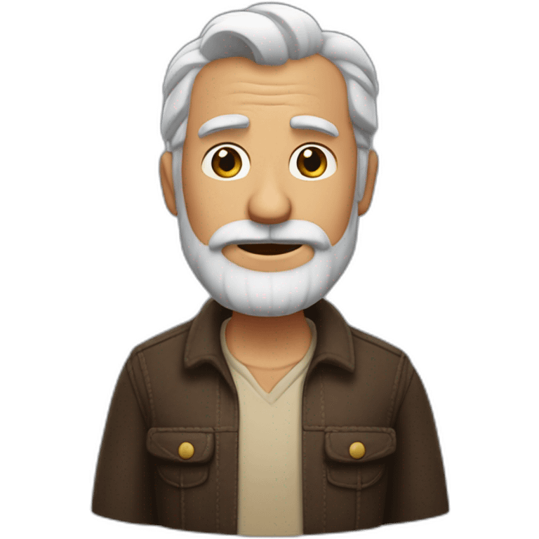 Hombre Senior pixar con barba y coleta emoji