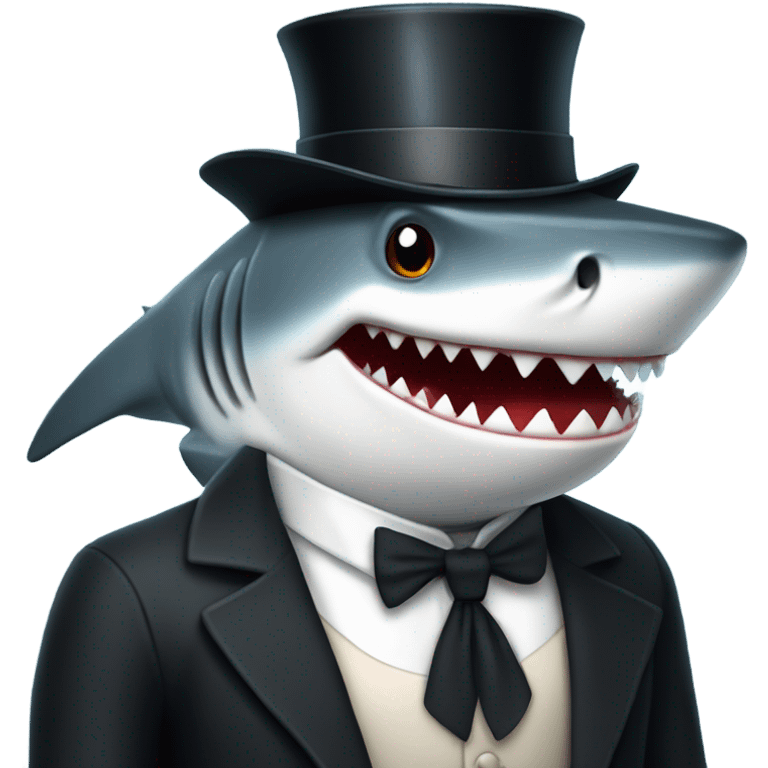 Shark with a top hat emoji