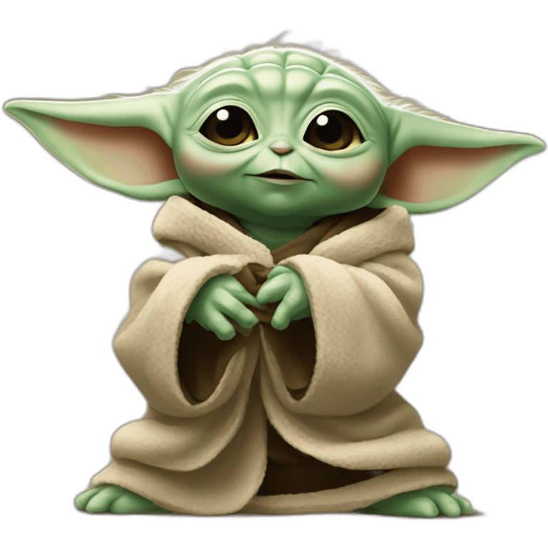 baby yoda kicking to goal to another baby yoda emoji