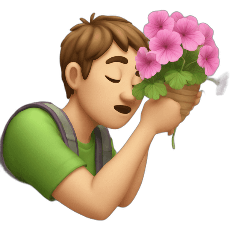 Smelling a geranium emoji