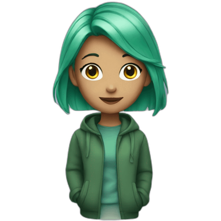 Girl with green hair emoji