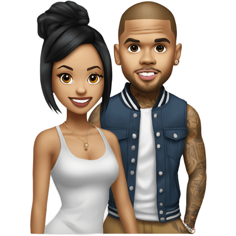 Hyper Realistic Chris Brown and realistic beautiful Karruche Tran  emoji