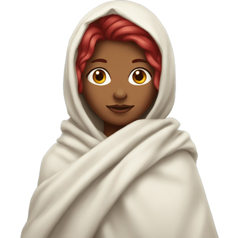 girl with cherry hair in a blanket emoji