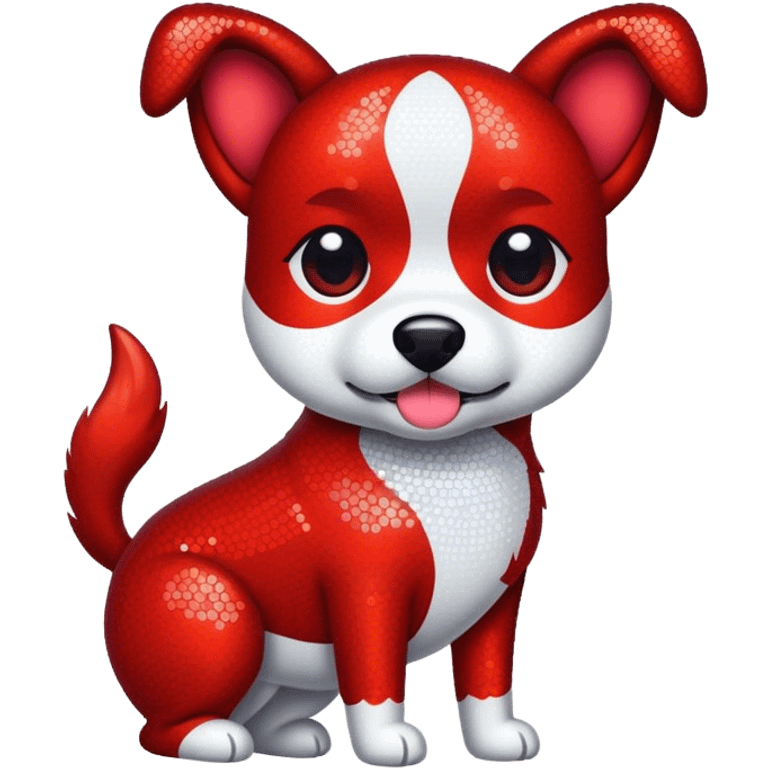 Chien rouge paillettes emoji