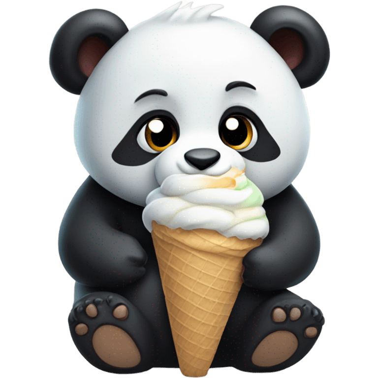 Panda eating ice cream emoji