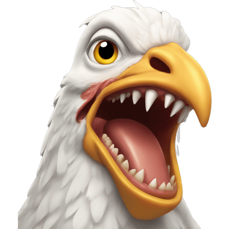 chicken with sharp shark teeth very scary emoji