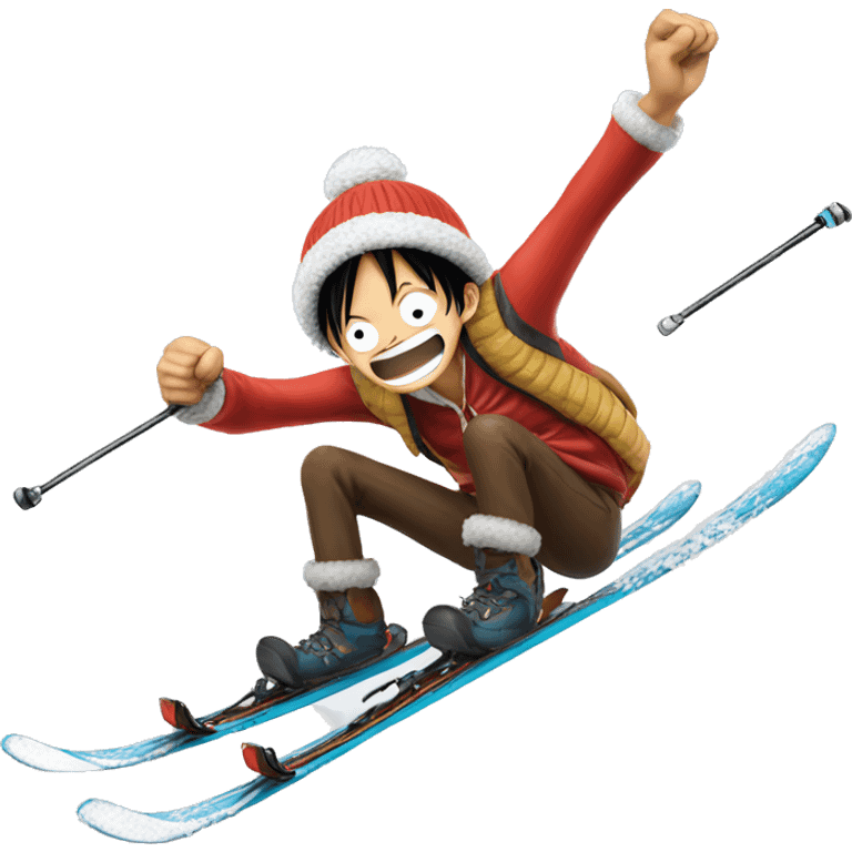 Luffy from one piece skiing  emoji