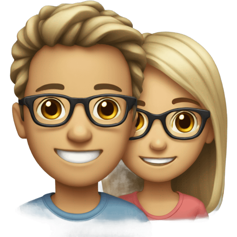 smiling girl with boy in glasses emoji