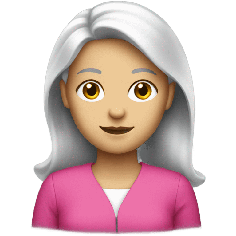 white female employee in intensive pink clothes emoji