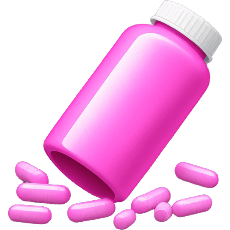 Pink pill bottle and pills emoji