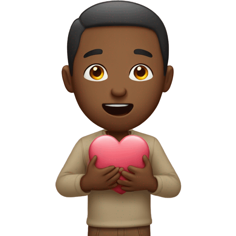 Guy holding a heart while giving kisses  emoji