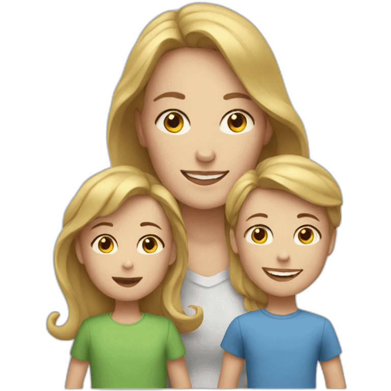 white woman with white 2 kids emoji