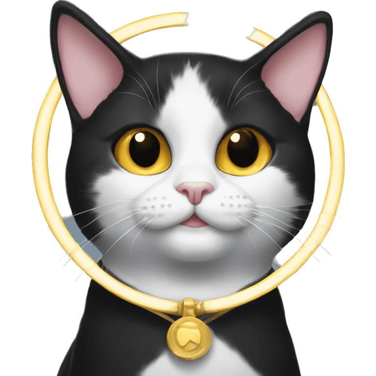 Tuxedo cat with halo  emoji