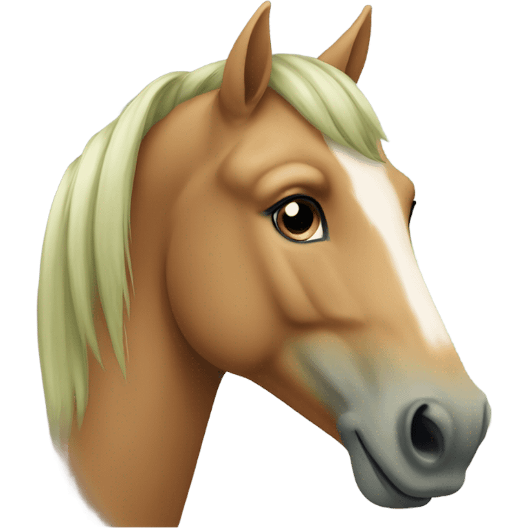 light brown greenish  horse face emoji