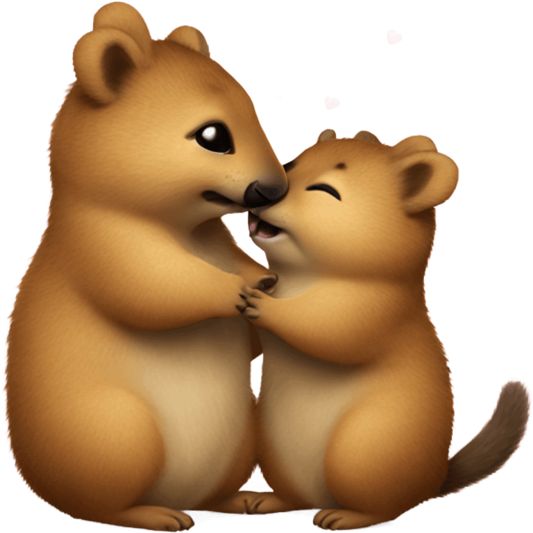 Quokka getting kissed emoji