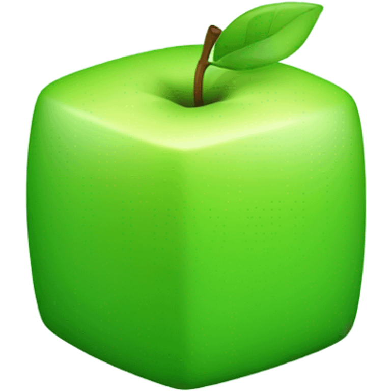 green Cube shaped Apple emoji