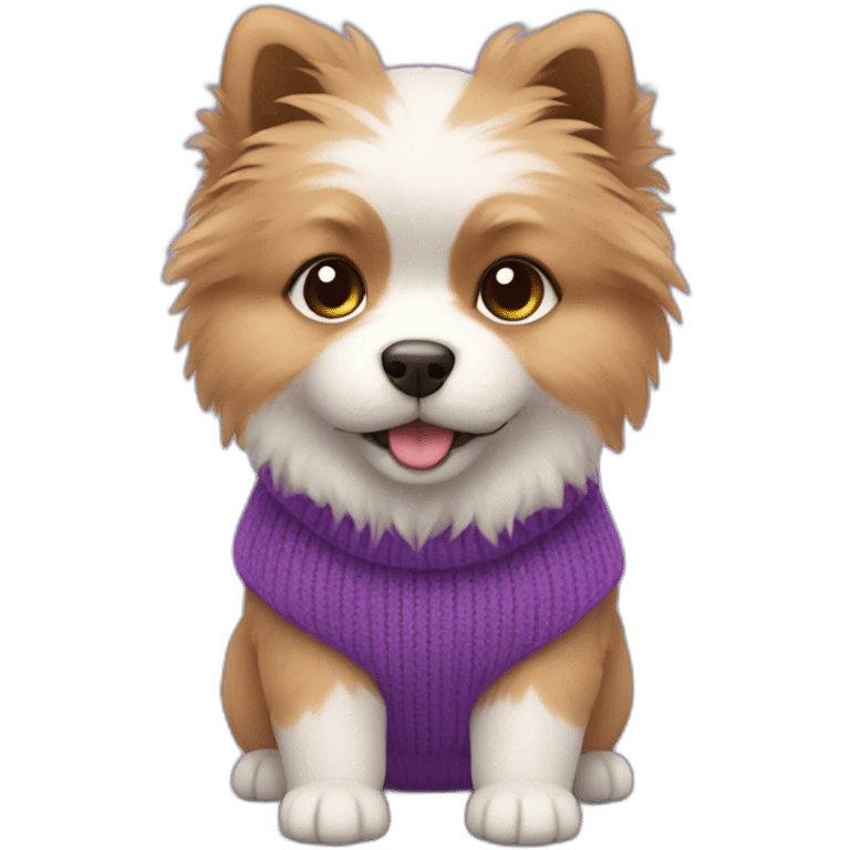 Pom-Zu puppy with purple sweater emoji