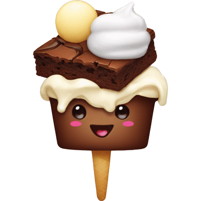 Brownie with vanilla icecream emoji