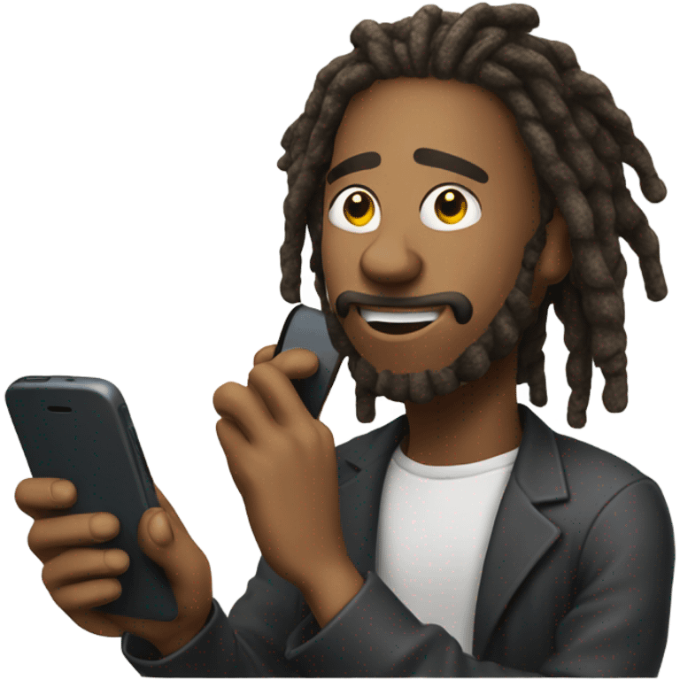 a man talking on his cell phone dreadlocks emoji