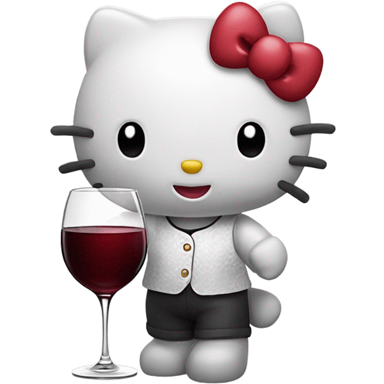 Hello Kitty drinking red wine emoji