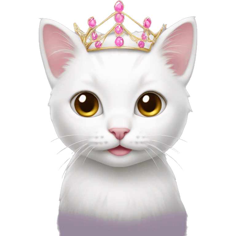 white kitten with a pink tiara  emoji