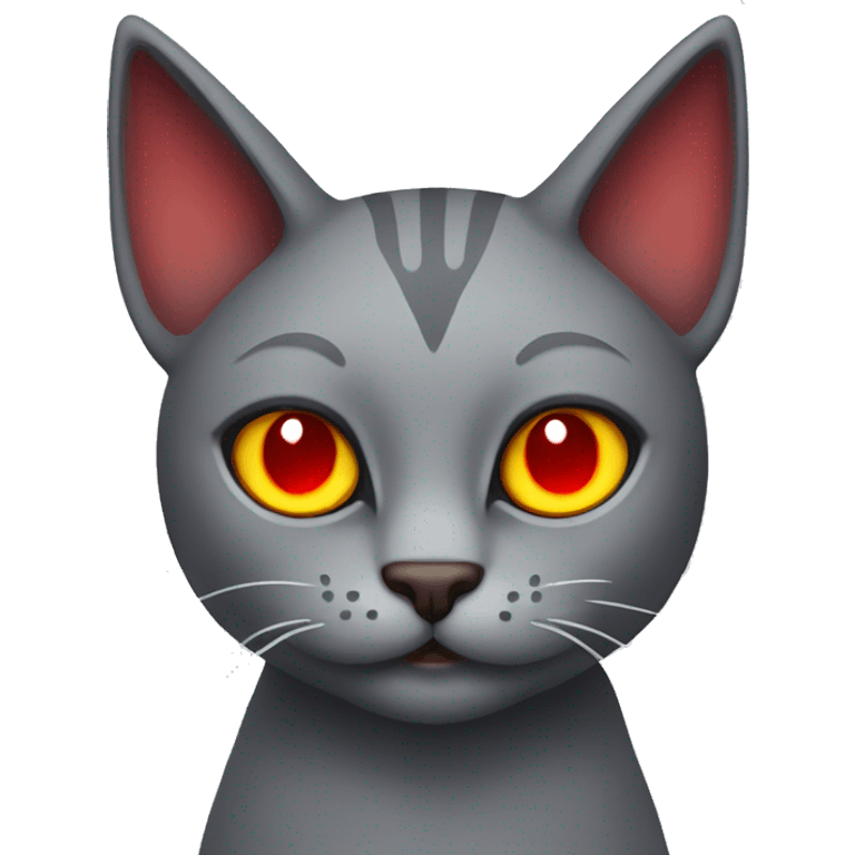 grey cat with devil horns and red eyes emoji