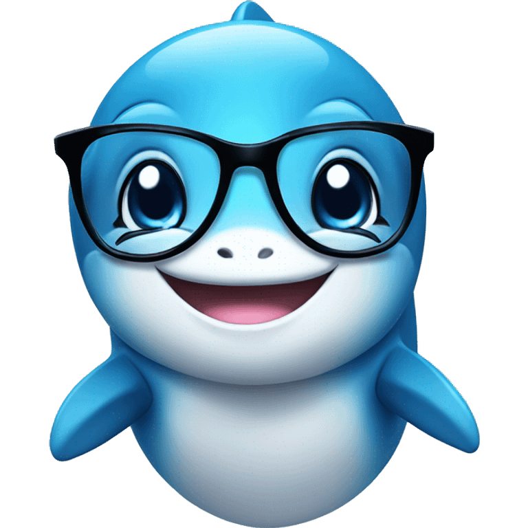 cute dolphin with glasses on emoji