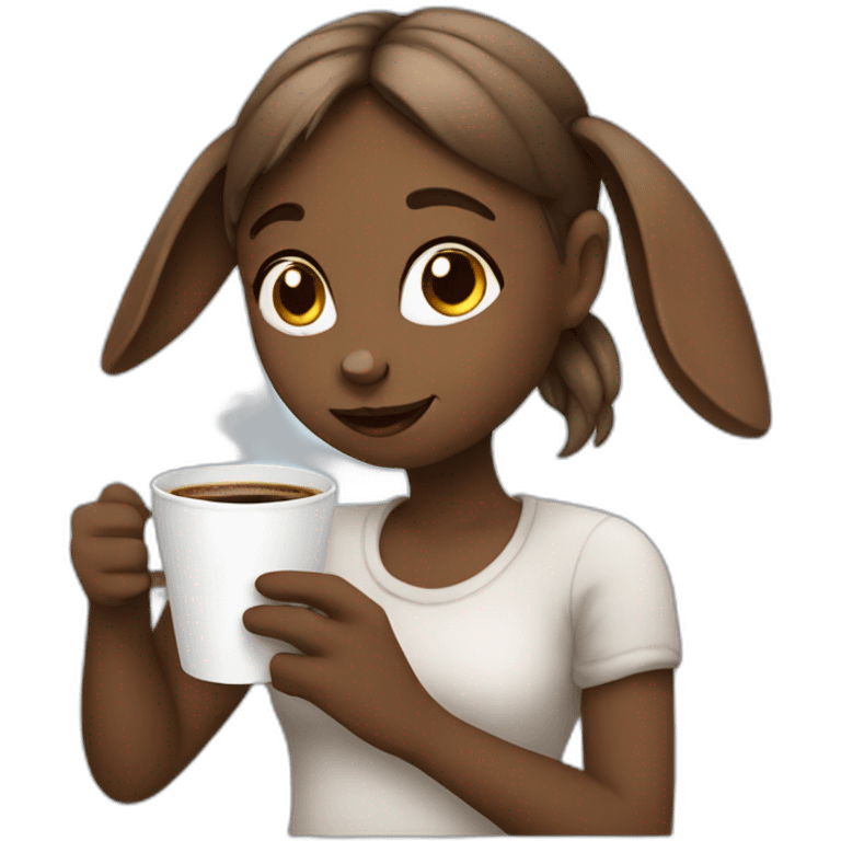 Girly Rabbit drinking coffee emoji