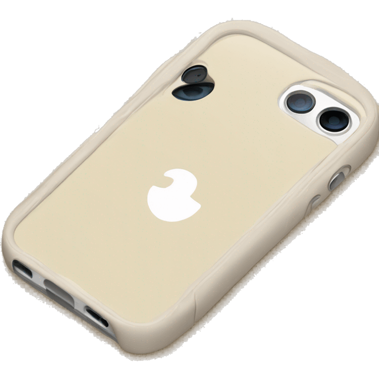 white iPhone 14 with beige checkered case emoji