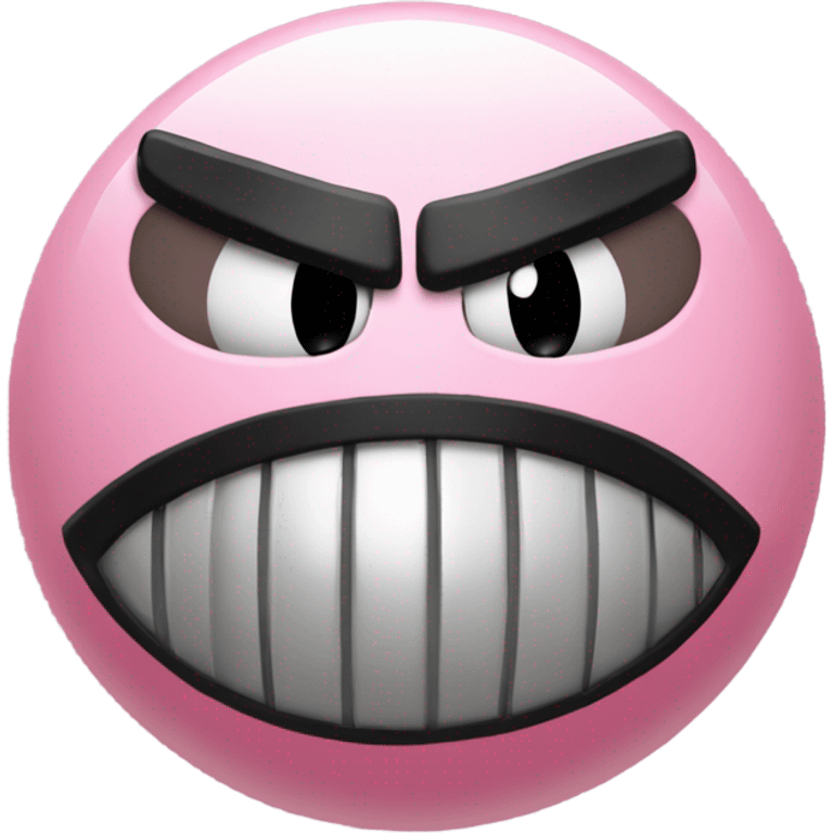 Metal Kirby ball with black mad eyebrows  emoji