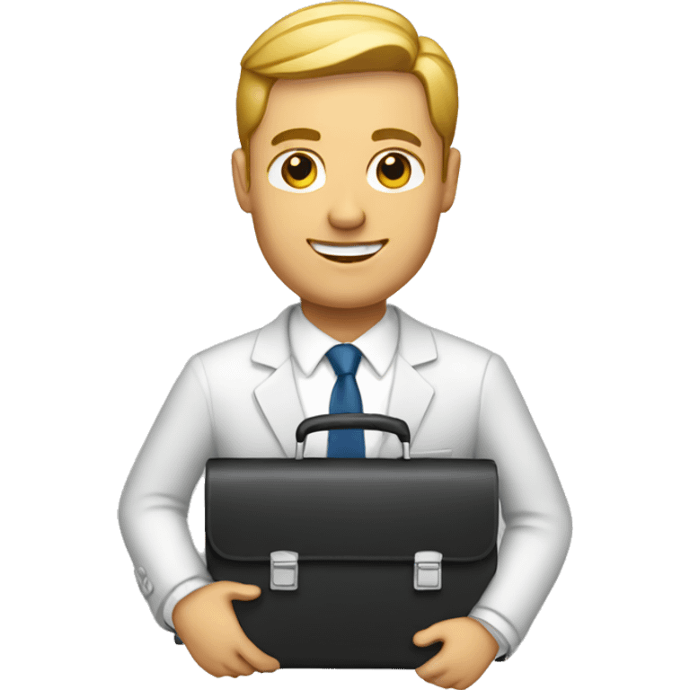 White Business man holding briefcase  emoji