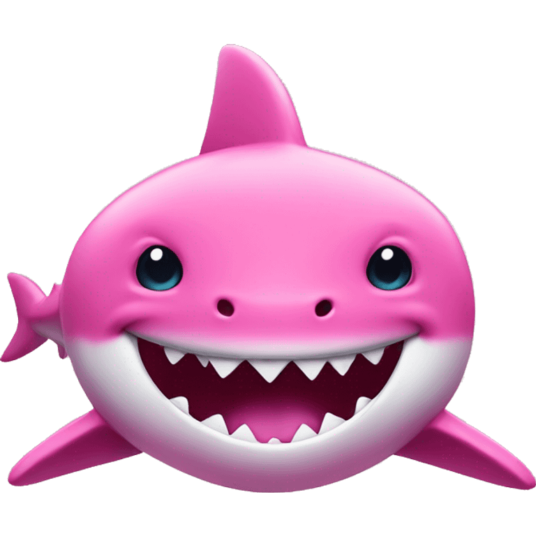 Pink shark with hat and big smile emoji