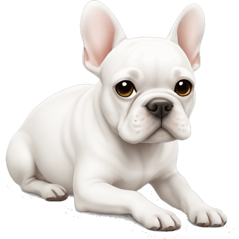 White Frenchie laying emoji