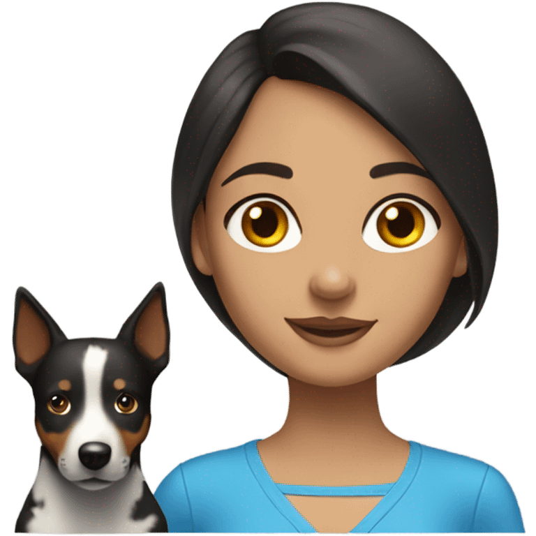 brunette girl with blue heeler emoji