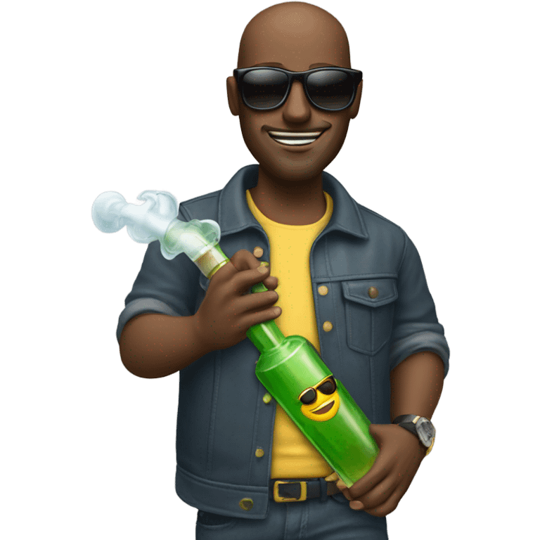 Guy holding Bong with sunglasses emoji