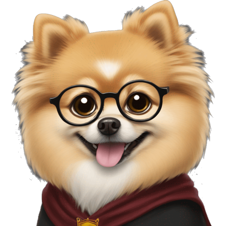 Pomeranian dressed as Harry Potter emoji