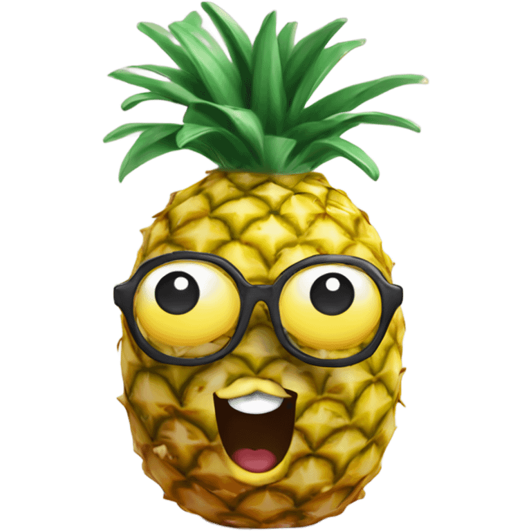 3D one pineapple  👱‍♀️🍍 with big shiny eyes 👀 The pineapple cute embarrassed ☺️ emoji