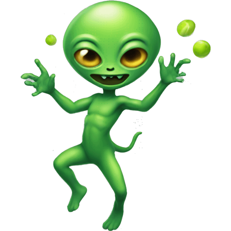 GREEN alien juggling emoji