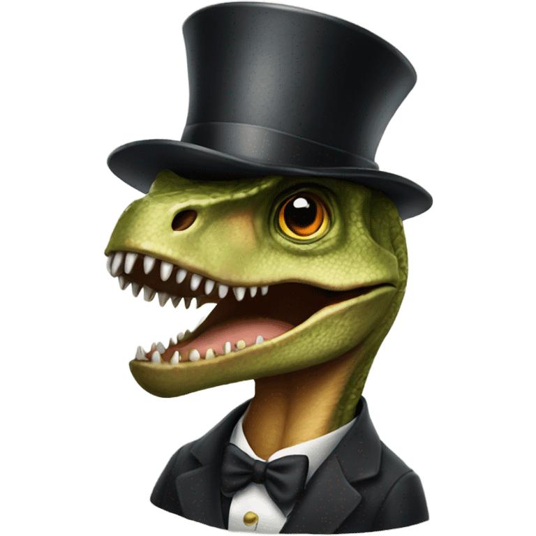 dinosaur with a top hat emoji