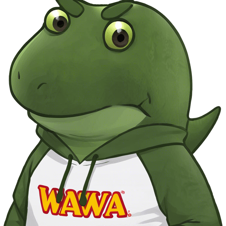 dinosaur wearing a wawa hoodie emoji