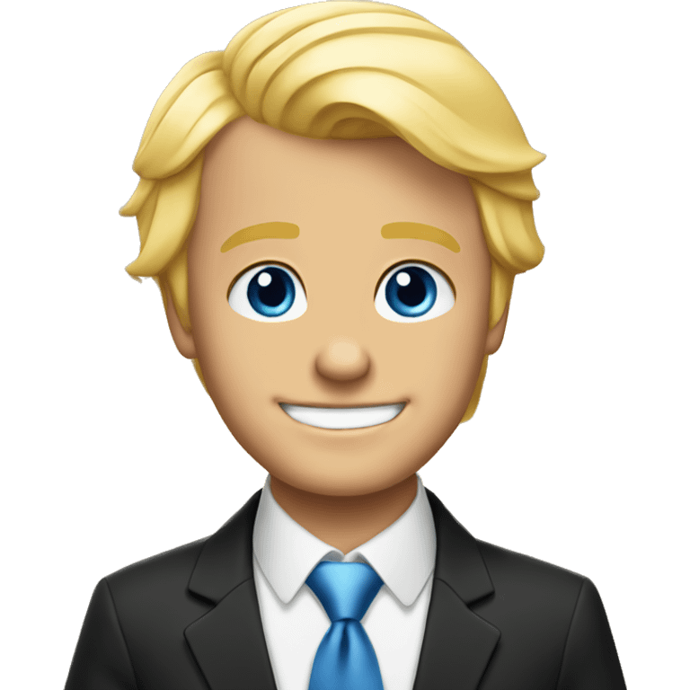 smiling boys in formal attire Blonde hair guy is Donald Trump emoji