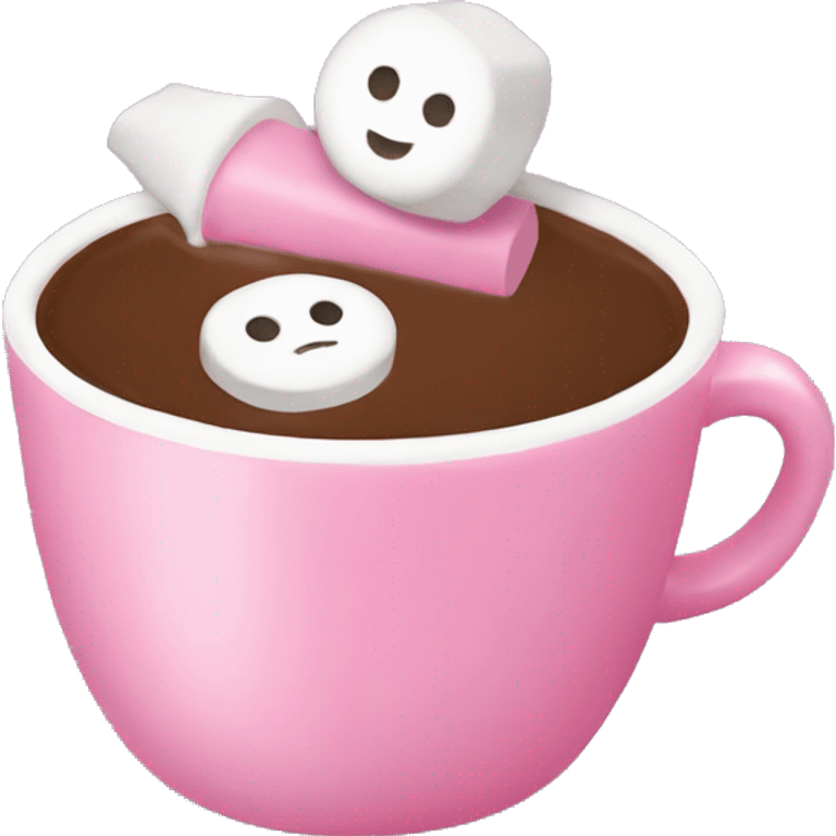 Hot chocolate with marshmallows in a little pink coffee cup emoji