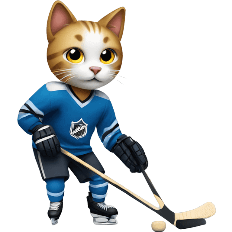 Cat playing hockey emoji