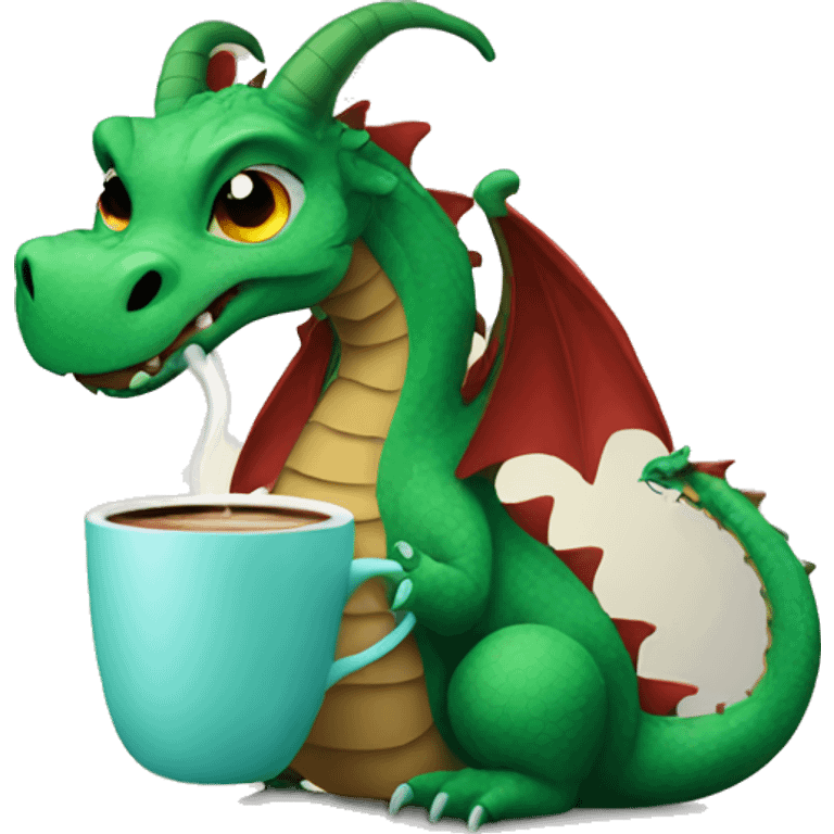 Dragon with a cup of coffee emoji